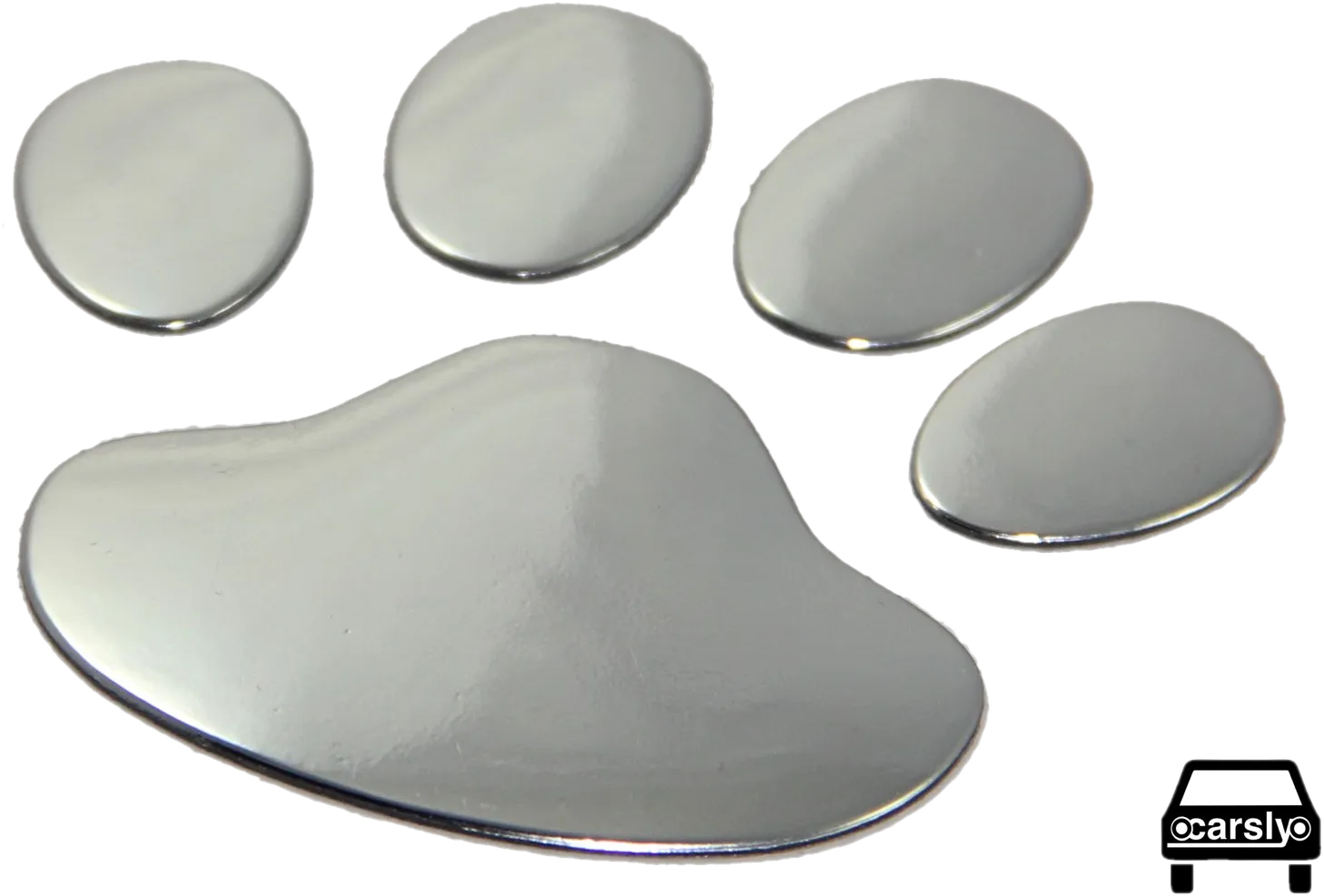 Carsly paw sticker with a 3D chrome look